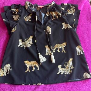 THML Black Top with Gold Animal Pattern